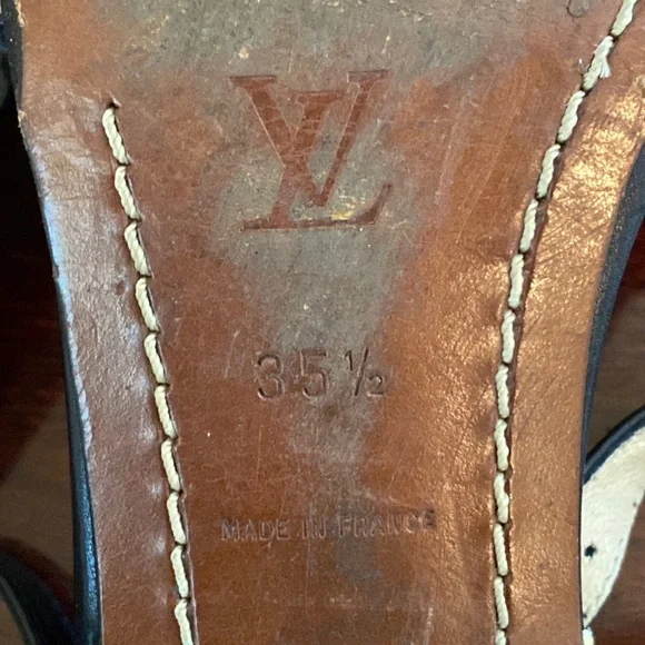 Louis Vuitton Vintage Dark Blue Monogram Mini Lin Sandal Size 35.5 - Picture 7 of 16